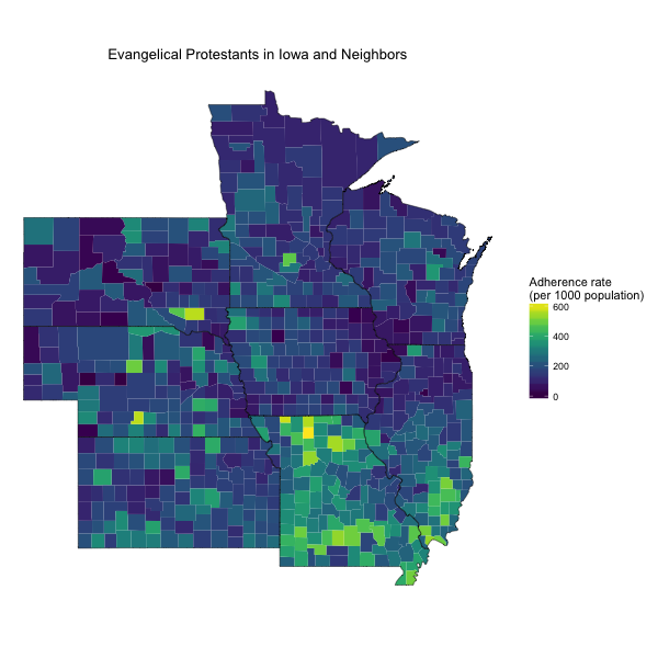 Evangelicals in Iowa and Its Neighbors