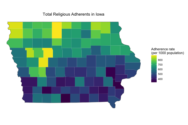 Total Religious Adherence in Iowa